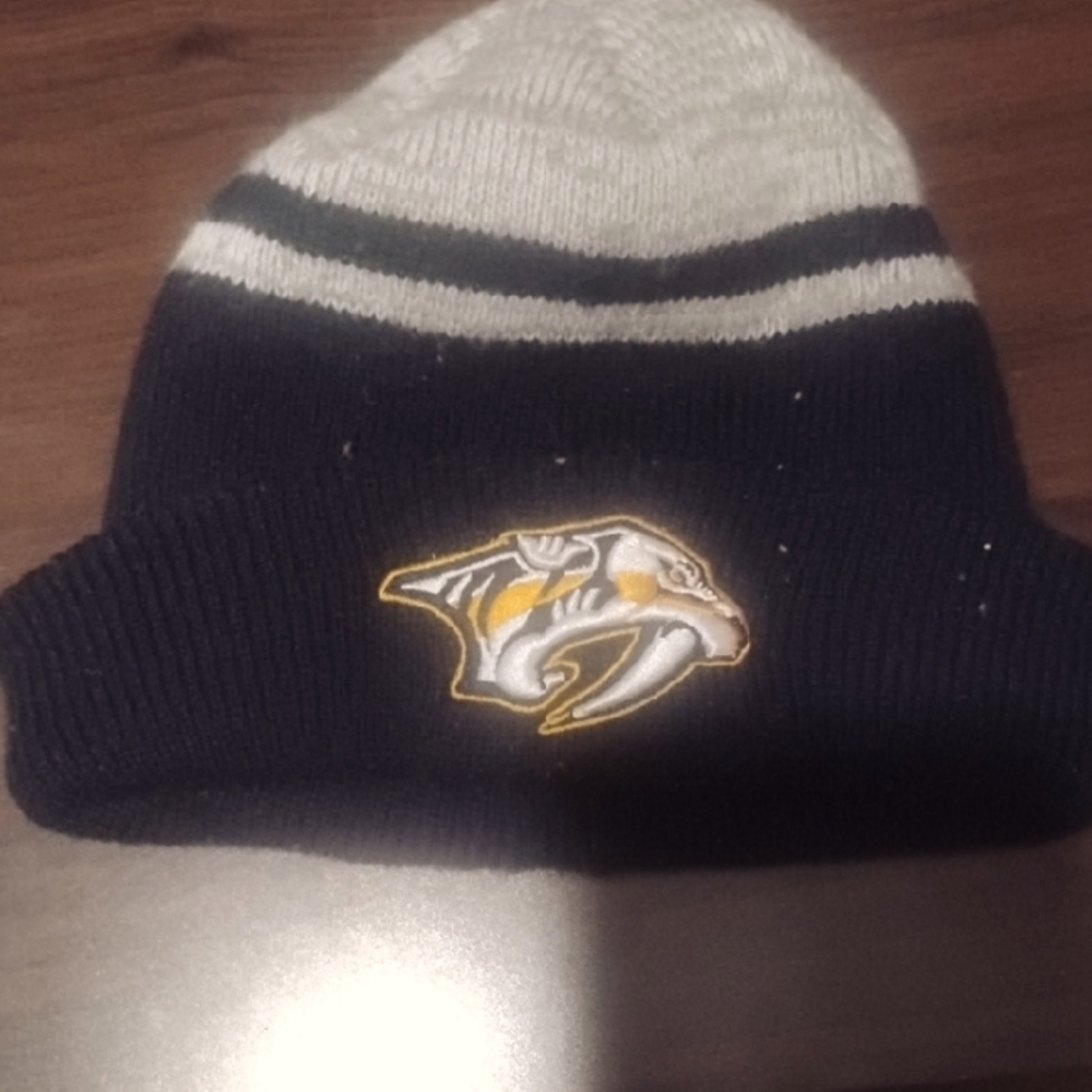 Navy and White Beanie with Nashville Predators Logo